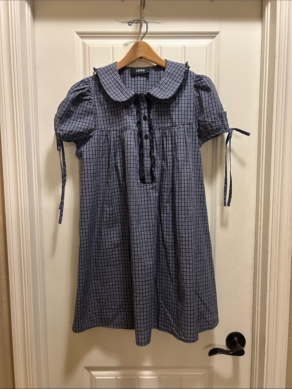 Cider M Blue m/Gray Plaid Peter Pan Collar Dress